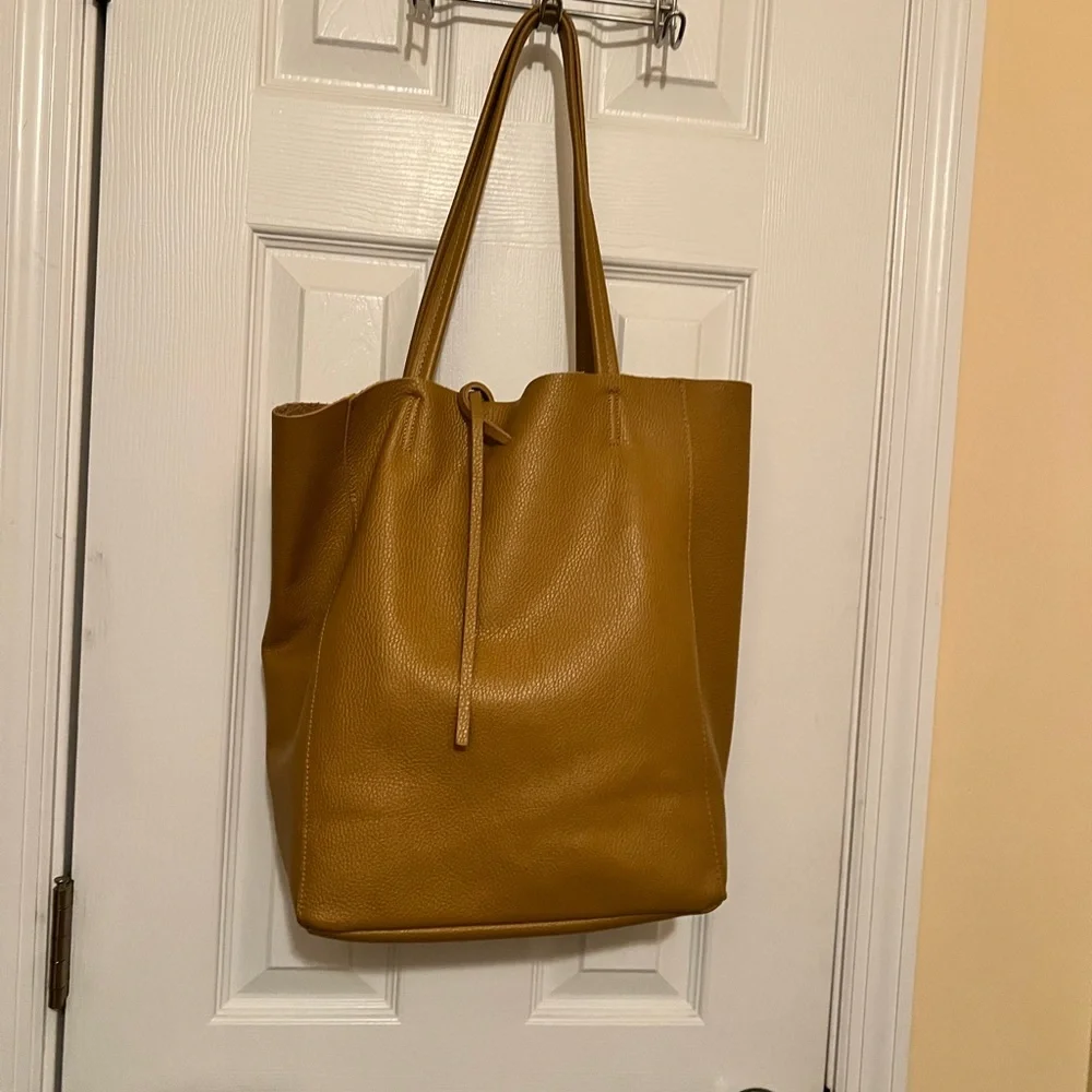 Mustard Leather Tote Bag - Women's Everyday Carry